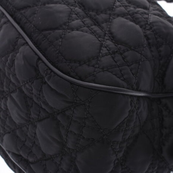Christian Dior Cannage Bag Black Nylon Leather Handbag - Picture 7 of 12